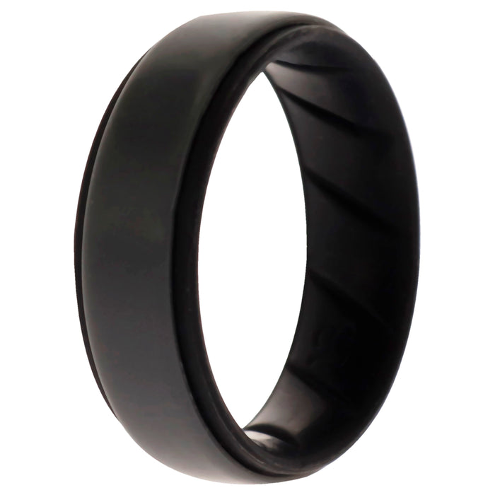 Silicone Wedding BR Step Ring - Black-Grey by ROQ for Men - 13 mm Ring