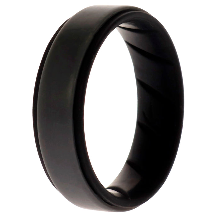 Silicone Wedding BR Step Ring - Black-Grey by ROQ for Men - 15 mm Ring