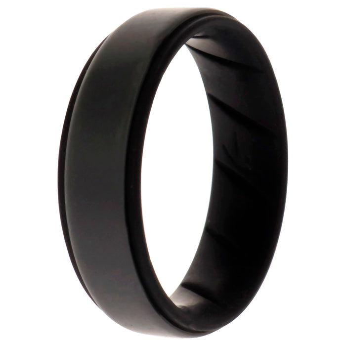 Silicone Wedding BR Step Ring - Black-Grey by ROQ for Men - 16 mm Ring