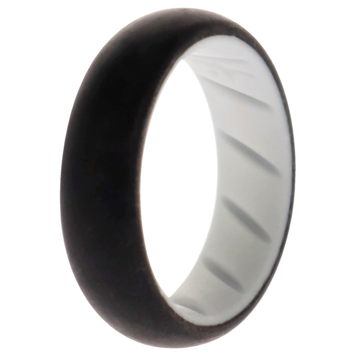 Silicone Wedding BR Solid Ring - White-Black by ROQ for Women - 4 mm Ring