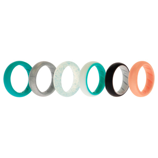Silicone Wedding BR Solid Ring Set - Turquoise by ROQ for Women - 6 x 4 mm Ring