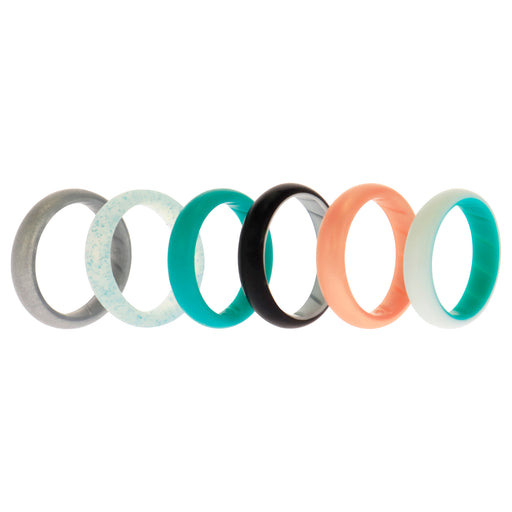 Silicone Wedding BR Solid Ring Set - Turquoise by ROQ for Women - 6 x 9 mm Ring