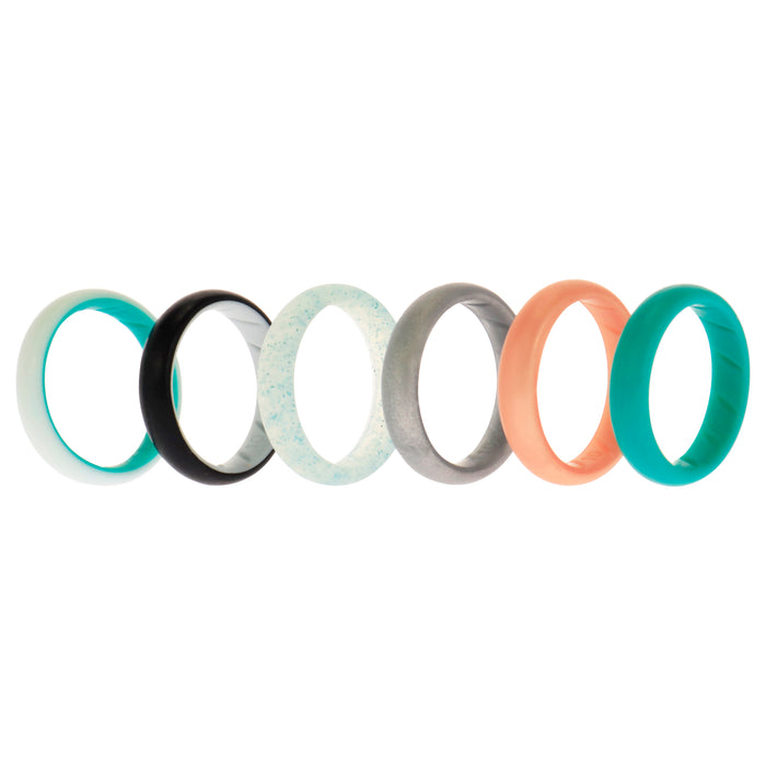 Silicone Wedding BR Solid Ring Set - Turquoise by ROQ for Women - 6 x 10 mm Ring