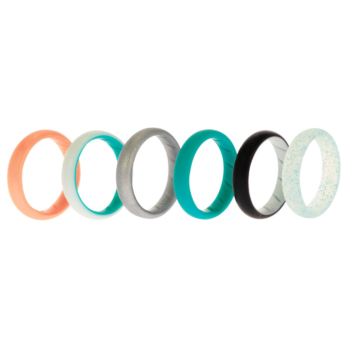 Silicone Wedding BR Solid Ring Set - Turquoise by ROQ for Women - 6 x 11 mm Ring