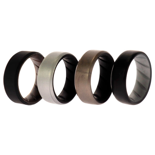 Silicone Wedding BR 8mm Edge Ring Set - Silver by ROQ for Men - 4 x 8 mm Ring