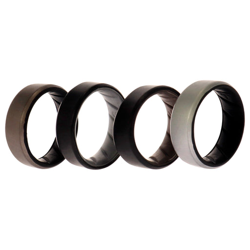Silicone Wedding BR 8mm Edge Ring Set - Silver by ROQ for Men - 4 x 9 mm Ring