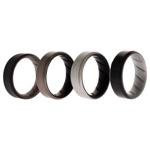 Silicone Wedding BR 8mm Edge Ring Set - Silver by ROQ for Men - 4 x 11 mm Ring