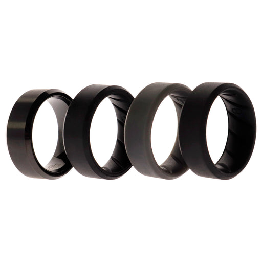 Silicone Wedding BR Twin 8mm Ring - Black by ROQ for Men - 4 x 8 mm Ring