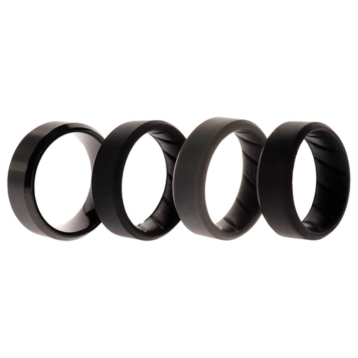 Silicone Wedding BR Twin 8mm Ring - Black by ROQ for Men - 4 x 10 mm Ring