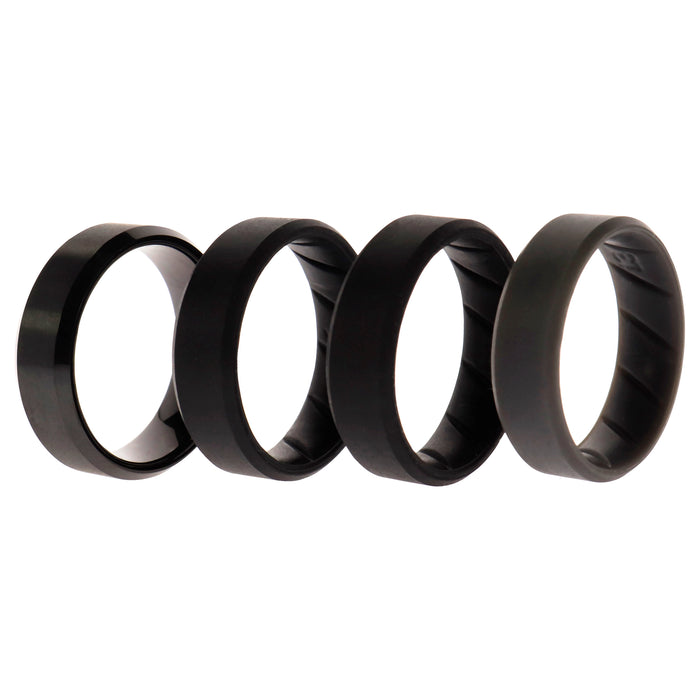 Silicone Wedding BR Twin 8mm Ring - Black by ROQ for Men - 4 x 13 mm Ring