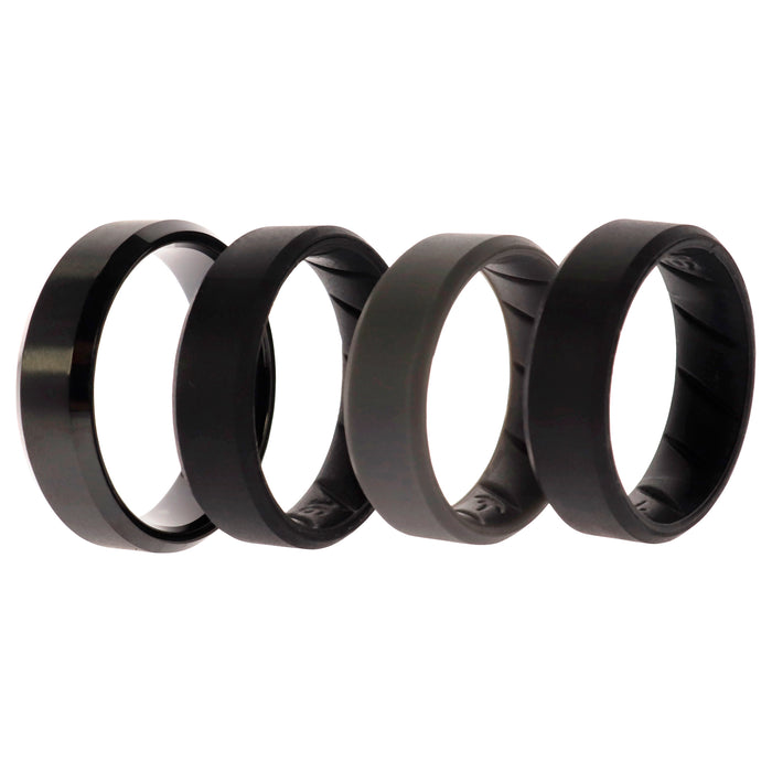 Silicone Wedding BR Twin 8mm Ring - Black by ROQ for Men - 4 x 16 mm Ring