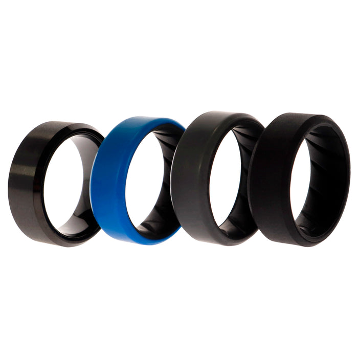 Silicone Wedding BR Twin 8mm Ring - Blue by ROQ for Men - 4 x 7 mm Ring