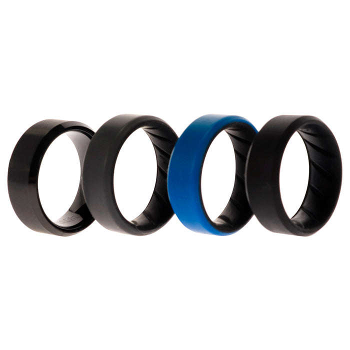 Silicone Wedding BR Twin 8mm Ring - Blue by ROQ for Men - 4 x 8 mm Ring
