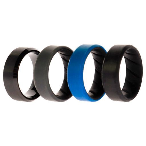 Silicone Wedding BR Twin 8mm Ring - Blue by ROQ for Men - 4 x 9 mm Ring