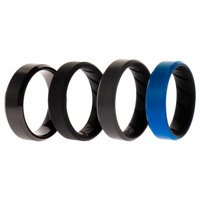 Silicone Wedding BR Twin 8mm Ring - Blue by ROQ for Men - 4 x 13 mm Ring