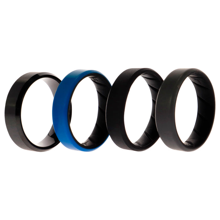 Silicone Wedding BR Twin 8mm Ring - Blue by ROQ for Men - 4 x 15 mm Ring