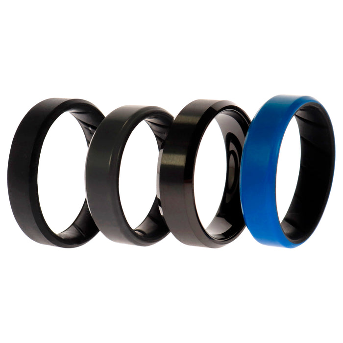 Silicone Wedding BR Twin 8mm Ring - Blue by ROQ for Men - 4 x 16 mm Ring