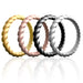 Silicone Wedding Stackble Braided Ring Set - Metal by ROQ for Women - 4 x 7 mm Ring