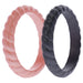 Silicone Wedding Stackble Braided Ring Set - Rose-Black by ROQ for Women - 2 x 6 mm Ring