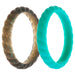 Silicone Wedding Stackble Braided Ring Set - Turquoise by ROQ for Women - 2 x 7 mm Ring