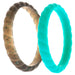 Silicone Wedding Stackble Braided Ring Set - Turquoise by ROQ for Women - 2 x 10 mm Ring