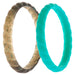 Silicone Wedding Stackble Braided Ring Set - Turquoise by ROQ for Women - 2 x 11 mm Ring
