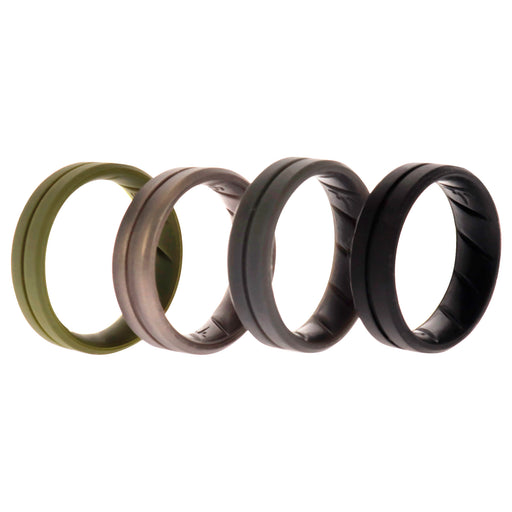 Silicone Wedding BR Middle Line Ring Set - Basic-Green by ROQ for Men - 4 x 16 mm Ring