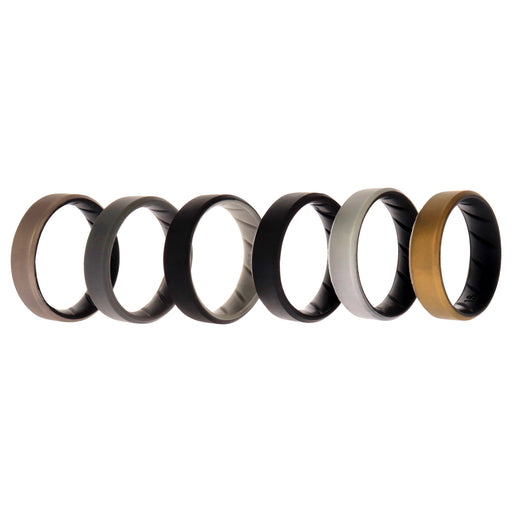 Silicone Wedding BR 8mm Edge Ring Set - Black by ROQ for Men - 6 x 16 mm Ring
