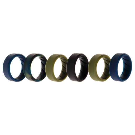 Silicone Wedding BR 8mm Ring Set - Basic-Olive by ROQ for Men - 6 x 7 mm Ring