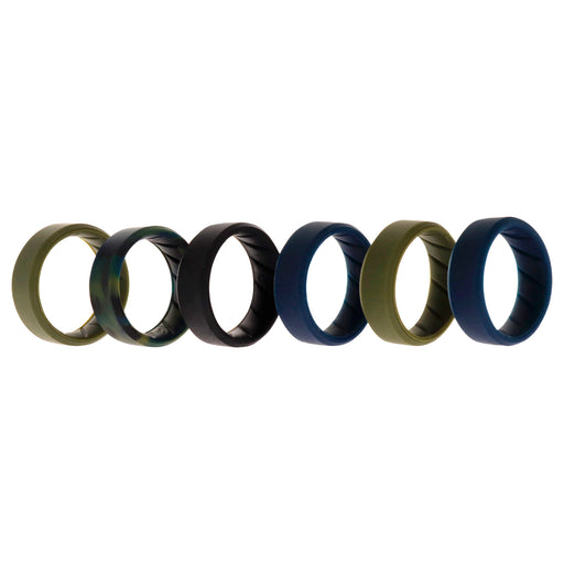 Silicone Wedding BR 8mm Ring Set - Basic-Olive by ROQ for Men - 6 x 9 mm Ring