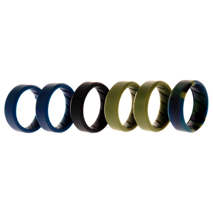 Silicone Wedding BR 8mm Ring Set - Basic-Olive by ROQ for Men - 6 x 10 mm Ring
