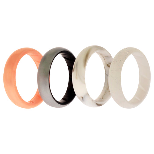 Silicone Wedding BR Solid Ring Set - Silver by ROQ for Women - 4 x 9 mm Ring