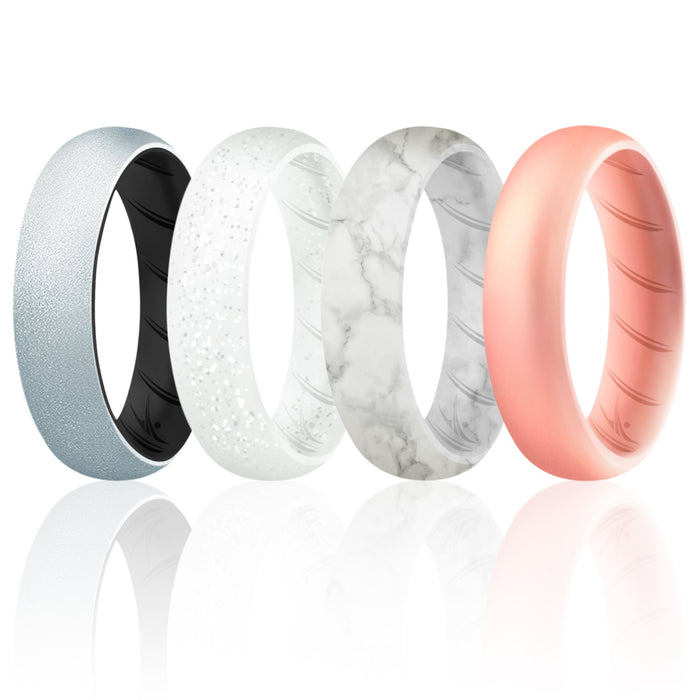 Silicone Wedding BR Solid Ring Set - Silver by ROQ for Women - 4 x 10 mm Ring