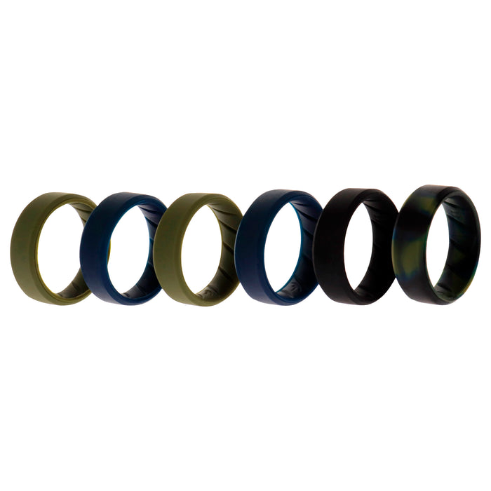 Silicone Wedding BR 8mm Ring Set - Basic-Olive by ROQ for Men - 6 x 11 mm Ring