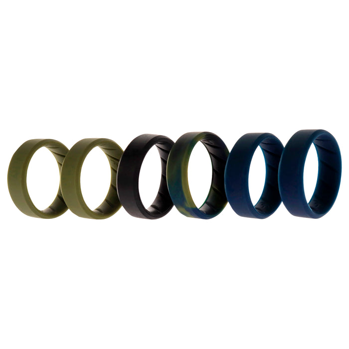 Silicone Wedding BR 8mm Ring Set - Basic-Olive by ROQ for Men - 6 x 12 mm Ring