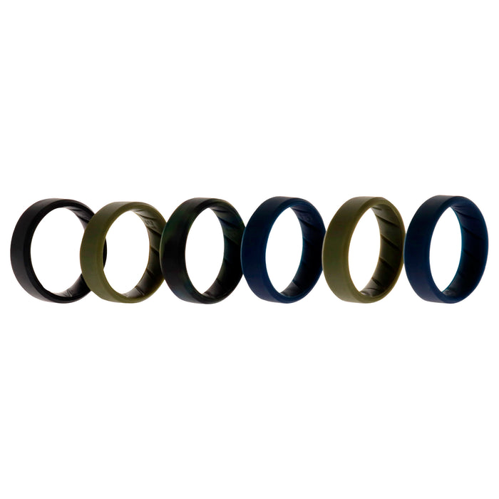 Silicone Wedding BR 8mm Ring Set - Basic-Olive by ROQ for Men - 6 x 13 mm Ring