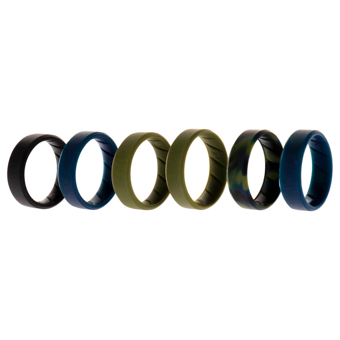 Silicone Wedding BR 8mm Ring Set - Basic-Olive by ROQ for Men - 6 x 14 mm Ring