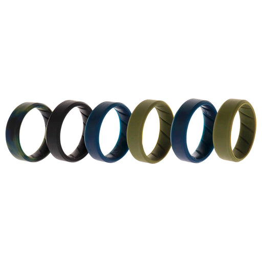 Silicone Wedding BR 8mm Ring Set - Basic-Olive by ROQ for Men - 6 x 15 mm Ring