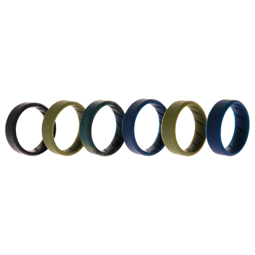 Silicone Wedding BR 8mm Ring Set - Basic-Olive by ROQ for Men - 6 x 16 mm Ring