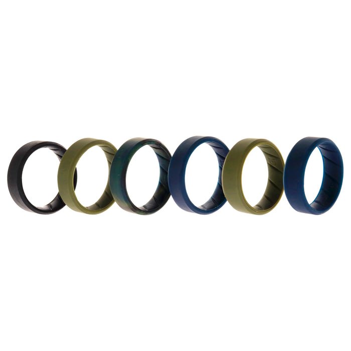 Silicone Wedding BR 8mm Ring Set - Basic-Olive by ROQ for Men - 6 x 16 mm Ring
