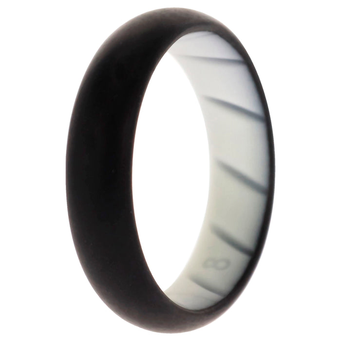 Silicone Wedding BR Solid Ring - White-Black by ROQ for Women - 8 mm Ring