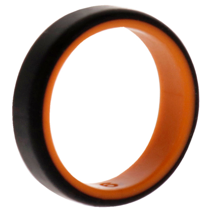 Silicone Wedding 6mm Brush 2Layer Ring - Orange-Black by ROQ for Men - 9 mm Ring