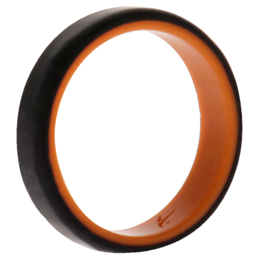 Silicone Wedding 6mm Brush 2Layer Ring - Orange-Black by ROQ for Men - 14 mm Ring