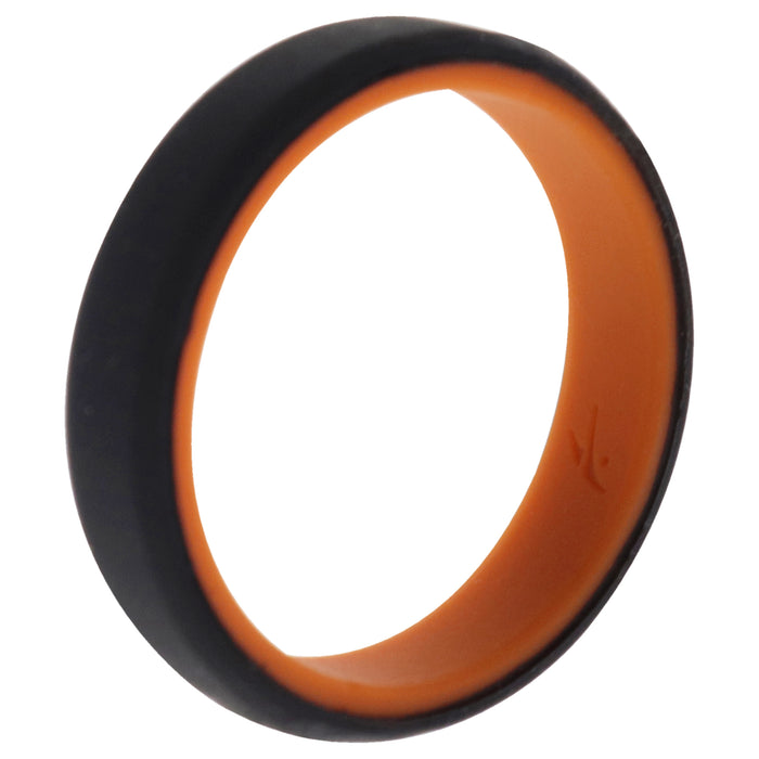 Silicone Wedding 6mm Brush 2Layer Ring - Orange-Black by ROQ for Men - 16 mm Ring