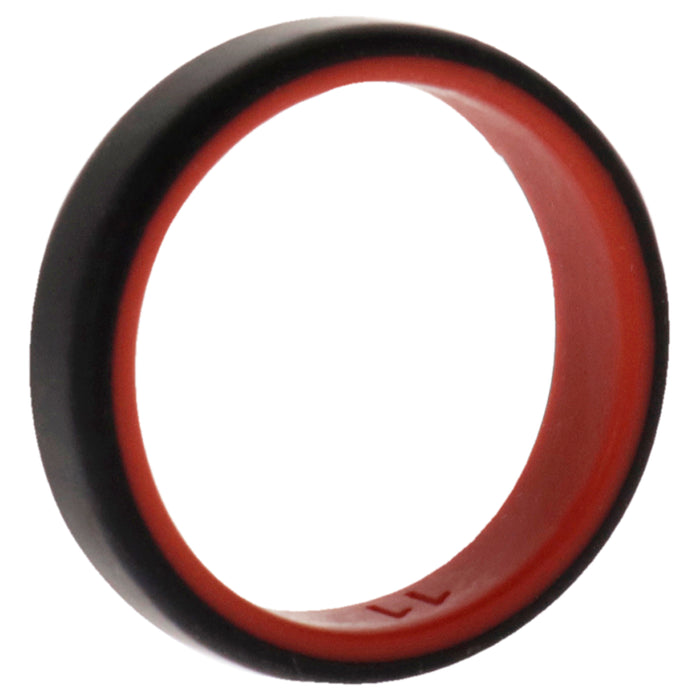 Silicone Wedding 6mm Brush 2Layer Ring - Red-Black by ROQ for Men - 11 mm Ring