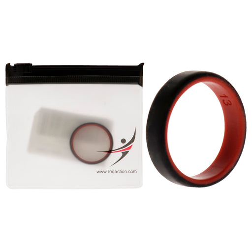 Silicone Wedding 6mm Brush 2Layer Ring - Red-Black by ROQ for Men - 13 mm Ring