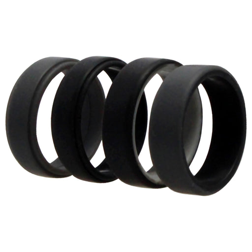 Silicone Wedding 2Layer Beveled 8mm Ring Set - Grey by ROQ for Men - 4 x 15 mm Ring