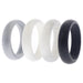 Silicone Wedding Ring Set - Black-White by ROQ for Women - 4 x 8 mm Ring