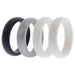 Silicone Wedding Ring Set - Black-White by ROQ for Women - 4 x 9 mm Ring