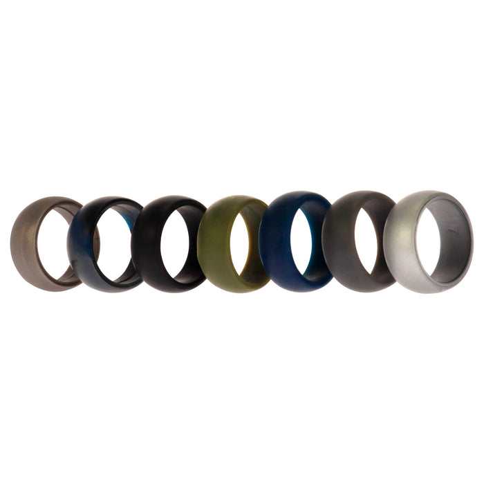 Silicone Wedding Ring Set - Metal-Camo by ROQ for Men - 7 x 7 mm Ring